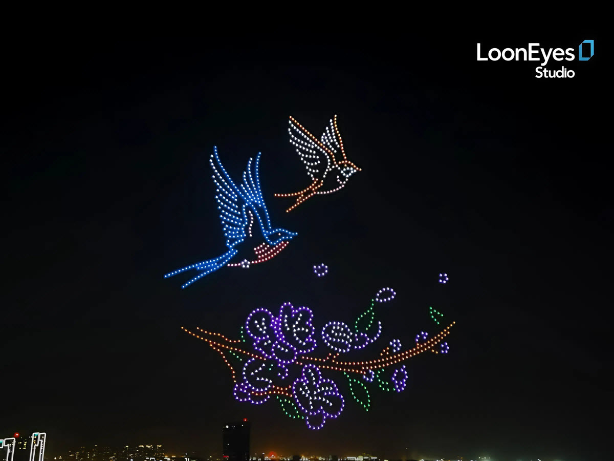 1,025 Drones Create Swallow and Apricot Blossom Formations